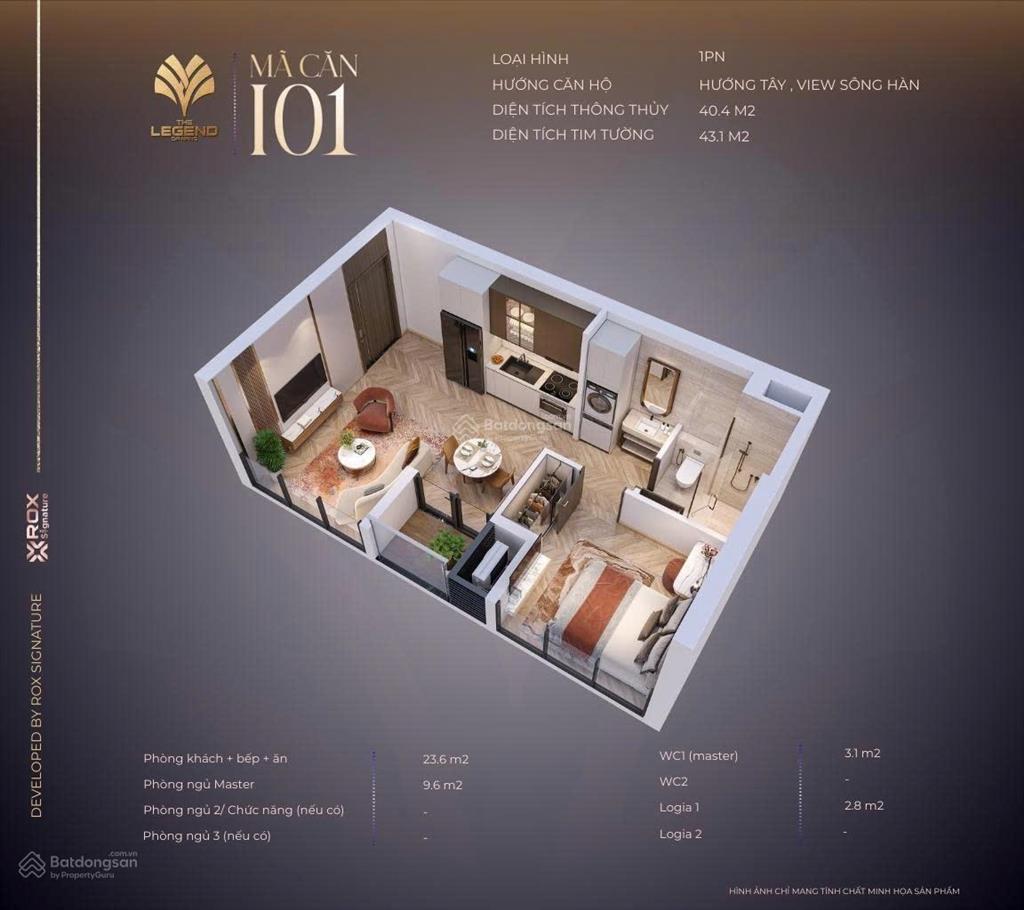 Hiếm có căn 1pn 40m2 view sông hàn đà nẵng, giá đợt 1, khai thác dòng tiền 3035tr/tháng
