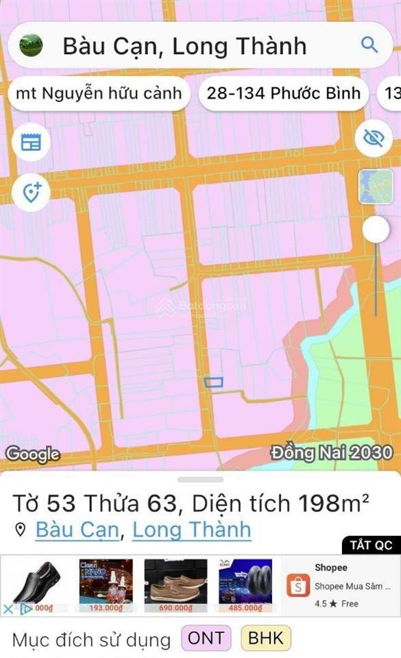 Chính chủ bán lô đất xây biệt thự vườn ~ 200m2 (10x20m), sổ hồng riêng, gần sân bay long thành