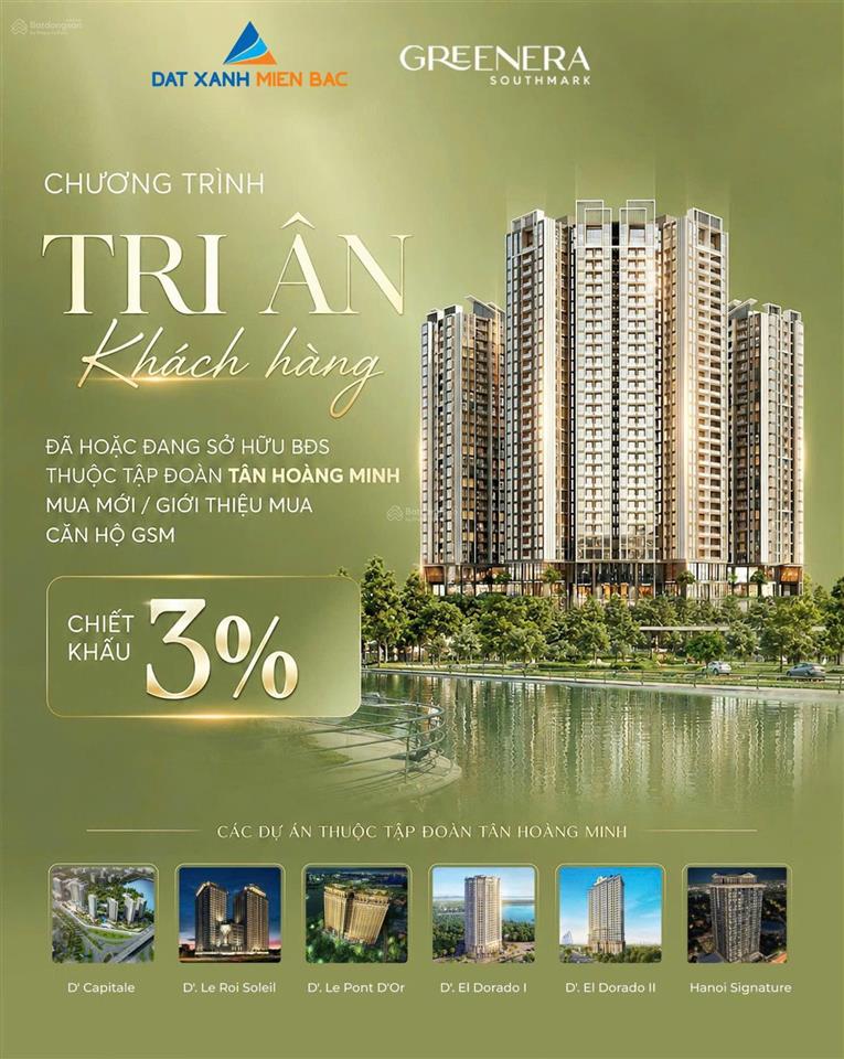 Căn 1pn giá tốt greenera southmark chỉ 3,793 tỷ  ck hơn 1,57 tỷ  tặng nội thất 200 triệu
