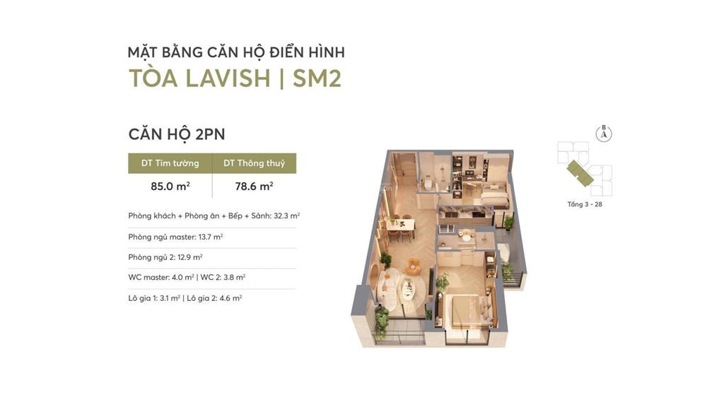 Căn hộ 2 phòng ngủ greenera southmark. quà tặng 700 triệu, căn đẹp đang có sẵn !!!