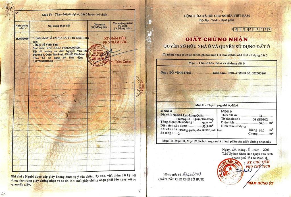 Bán nhà 2 lầu hẻm 8m có thể làm 7 pn cho thuê 30tr/th