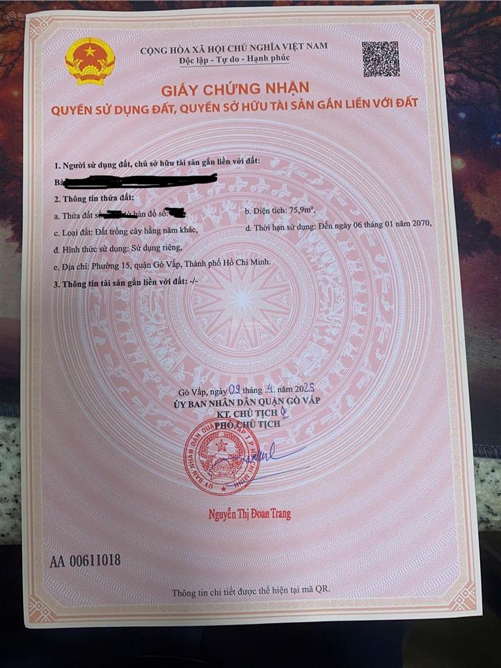 Bán đất sổ hồng riêng, hẻm xe hơi