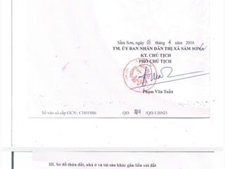 Chính chủ cần bán lô đất mặt đường thanh niên, phường quảng cư, tp sầm sơn, thanh hóa