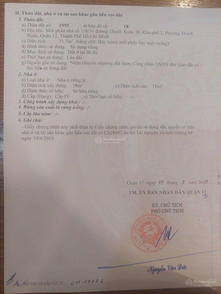 Bán đất tại 118/34 thạnh xuân 38, giá 4,5 tỷ quận 12, hồ chí minh, view đẹp, 71,7m2