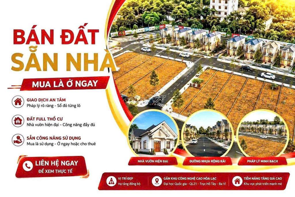 BÁN ĐẤT TẶNG NHÀ XÓM MIỄU THẠCH THẤT TRƯỚC NHÀ OTO TRÁNH SÁT  ĐHFPT