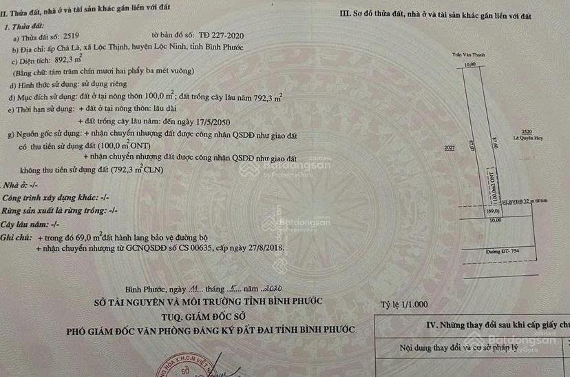 Bán đất mặt đường đt 754 (sổ hồng chính chủ)