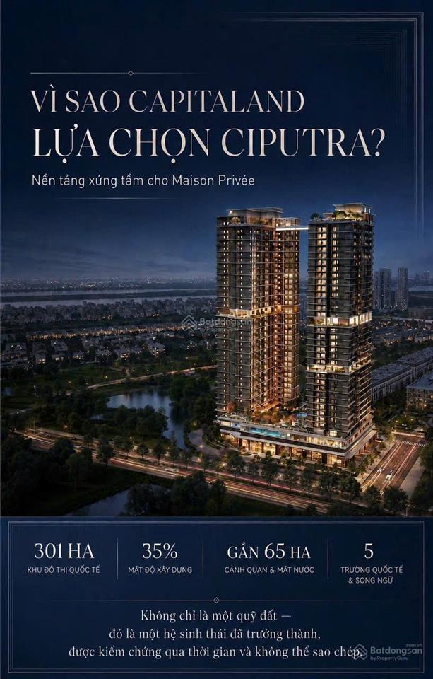 Bán căn hộ dự án maison privee chhs capitaland tại ciputra tây hồ căn hộ giá rumor từ 198 tr/m2