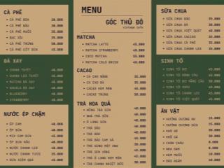 GÓC THỦ ĐÔ - VINTAGE CAFE Địa chỉ: 160 Nguyễn An Ninh, phường Tương Mai, quận Hoàng Mai,