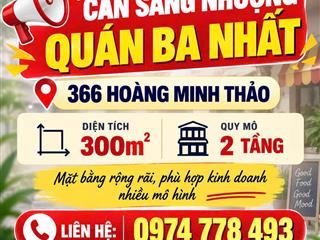 CẦN SANG NHƯỢNG QUÁN Địa chỉ: Quán Ba Nhất – 366 Hoàng Minh Thảo Mặt bằng rộng rãi, phù
