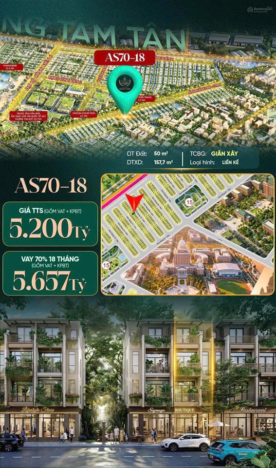 Nhà phố vinhomes hóc môn 1 trệt, 3 lầu. diện tích 50m2, giá bán 5,2 tỷ all in