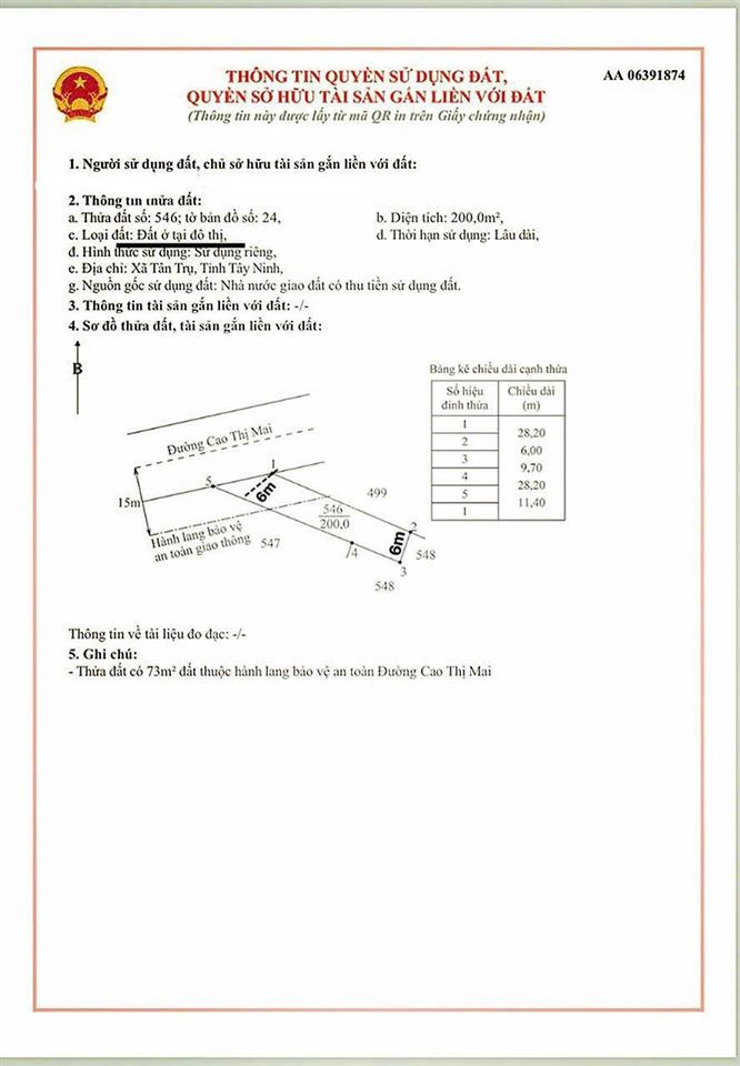 Bán đất 200m² full thổ cư  trung tâm thị trấn tân trụ  ngay bến xe  giá chỉ 7.6 tỷ