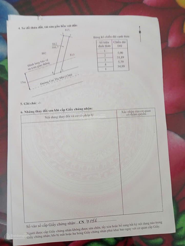 Bán đất full thổ cư mặt tiền đường cao thị mai  trung tâm tân trụ  166,7m²  giá chỉ 6,9 tỷ