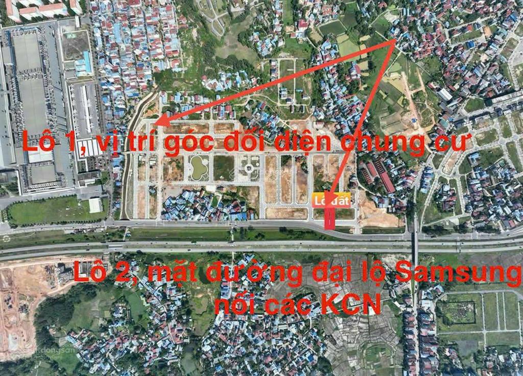 Cực hiếm lô góc 2 mặt tiền  119,2m² đối diện 2500 căn chung cư sát vách samsung thái nguyên