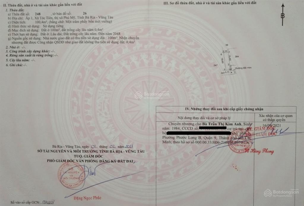 Bán đất nền tại xã tóc tiên, 750 triệu vnd, 100m2, giá cực chất