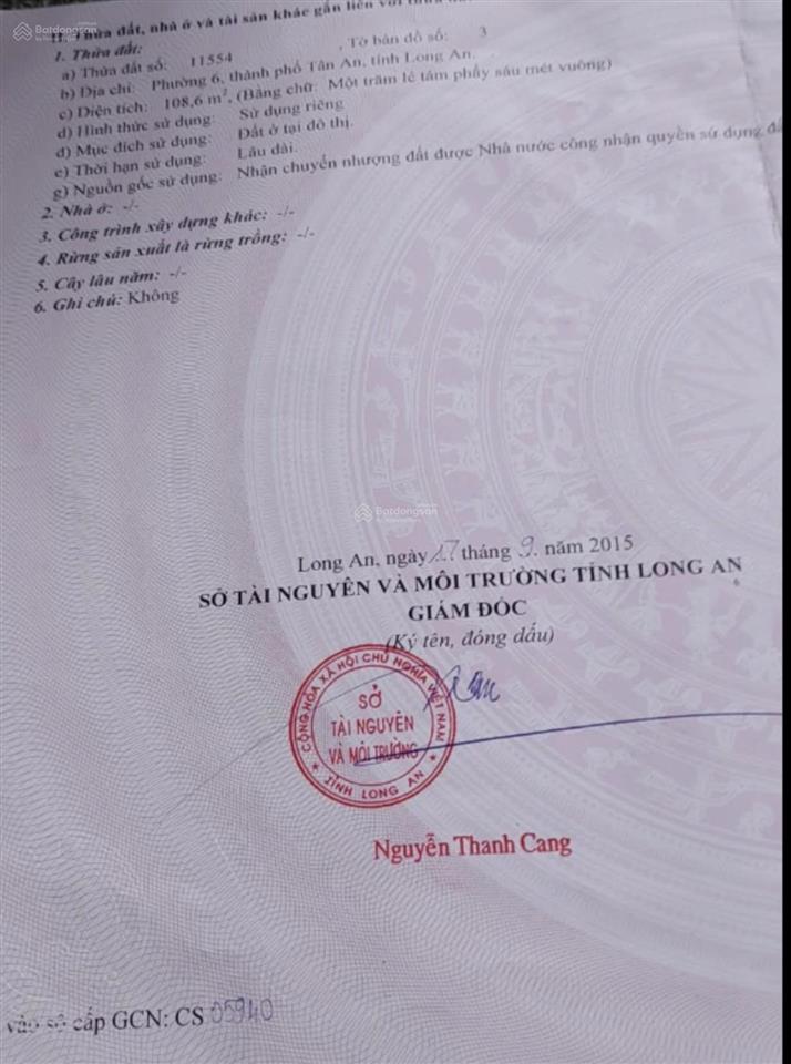 Cần bán lô đất 5 nhân 20 đường phan văn lại