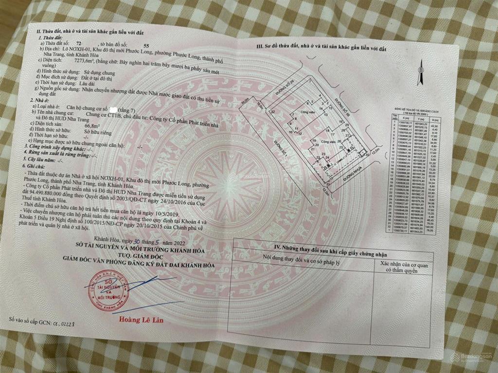 Bán nhanh căn góc chung cư hud phước long, nha trang