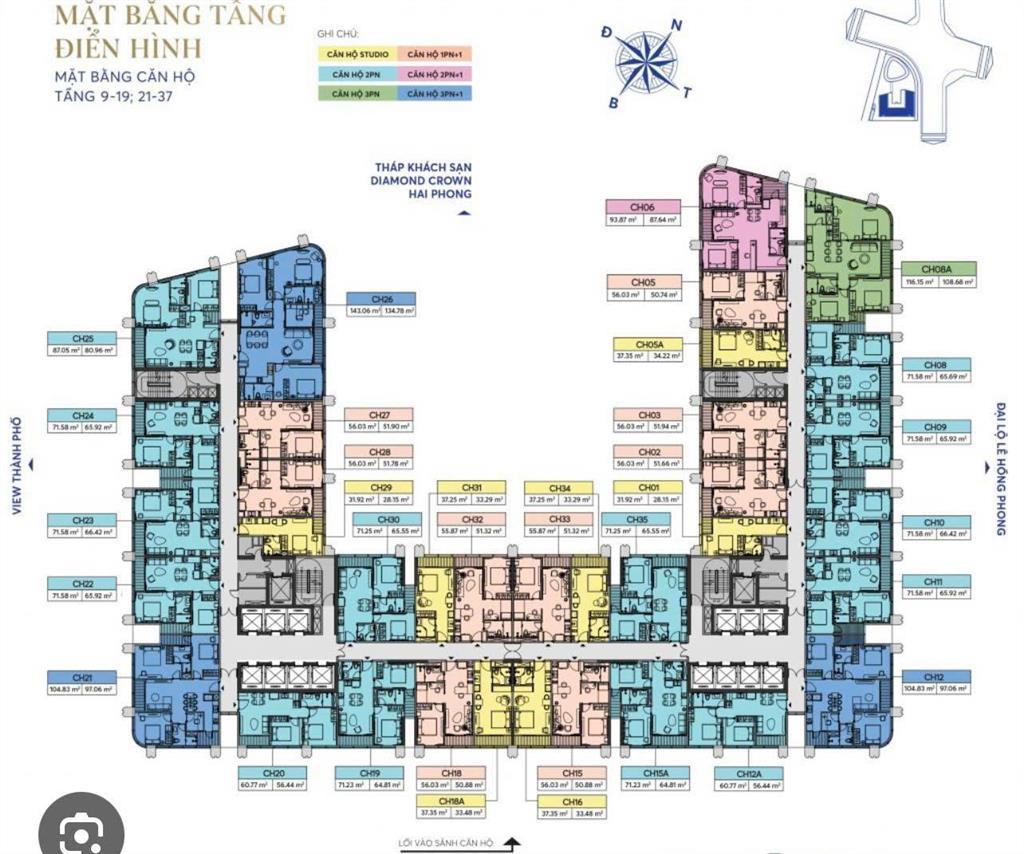 Bán căn studio chung cư doji lê hồng phong, dt 34m², view trung tâm thành phố, đang cho thuê