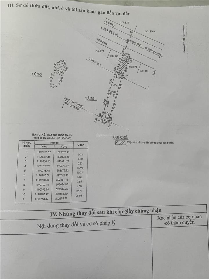 Bán nhà mặt phố hương lộ 2, 12 tỷ, 170m2, 4x 42 còn 115,3m2 thổ cư, bao rẻ nhất khu vực