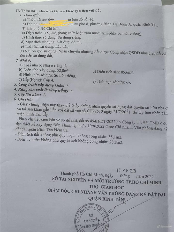 Bán nhà mặt phố 873a hương lộ 2, 11,5 tỷ, 170m², có 115m2 thổ cư, giảm kịch khung còn 11,5 tỷ