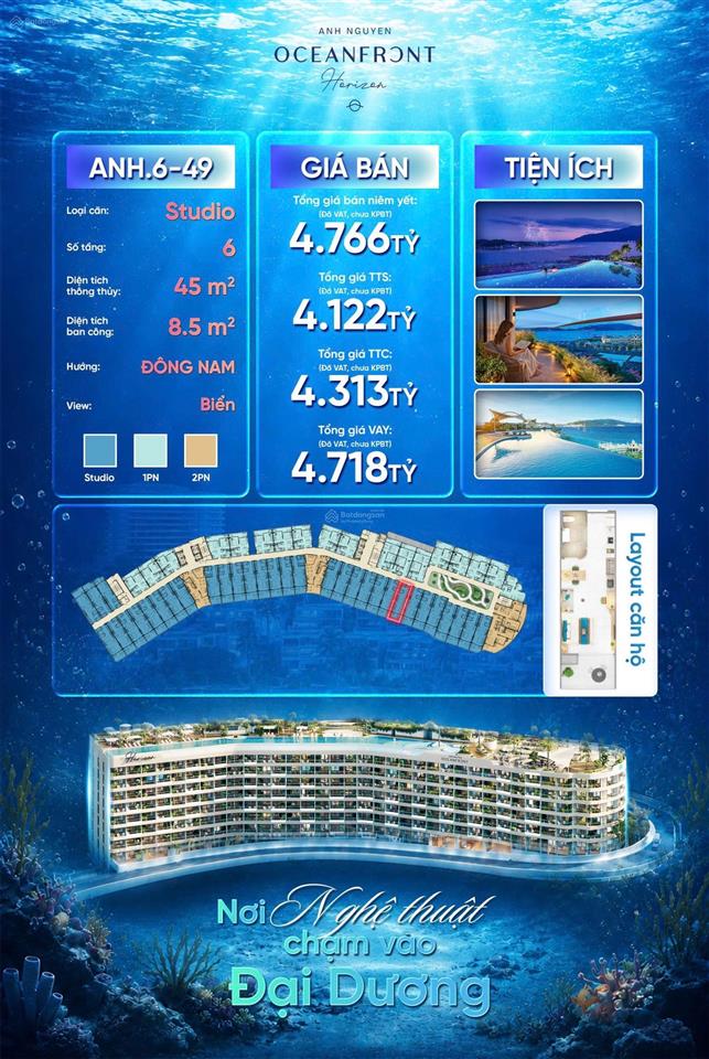Căn hộ view trực diện biển sổ hồng lâu dài full nội thất hiếm có tại nha trang