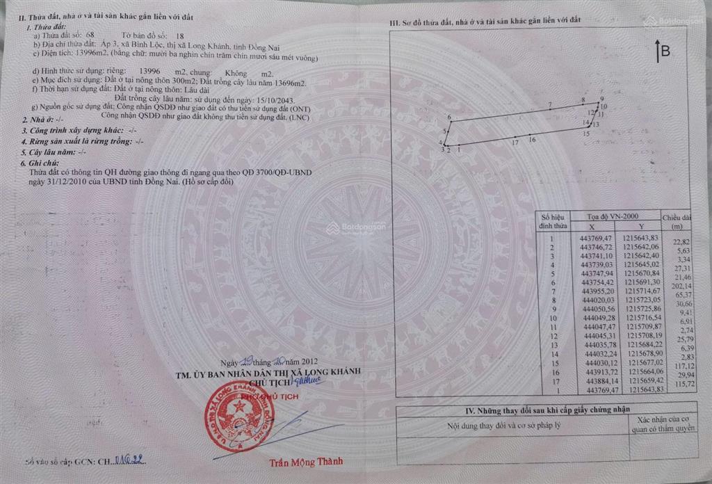 Bán đất vườn cây ăn trái mặt tiền đường lê a  6000m2  giá chỉ 7tr/m2