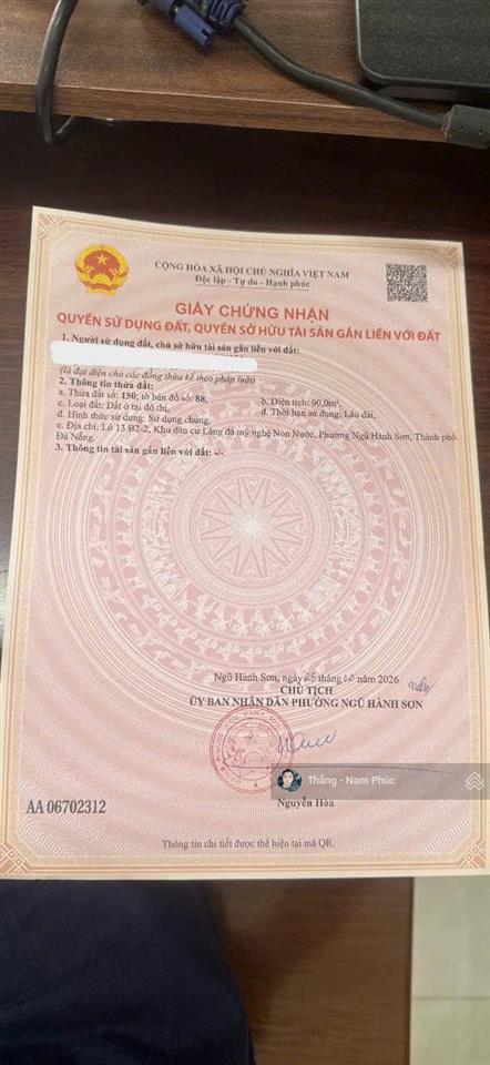 Bán lô đường hoàng bình chính, ngũ hành sơn  đường 7,5m, gần biển