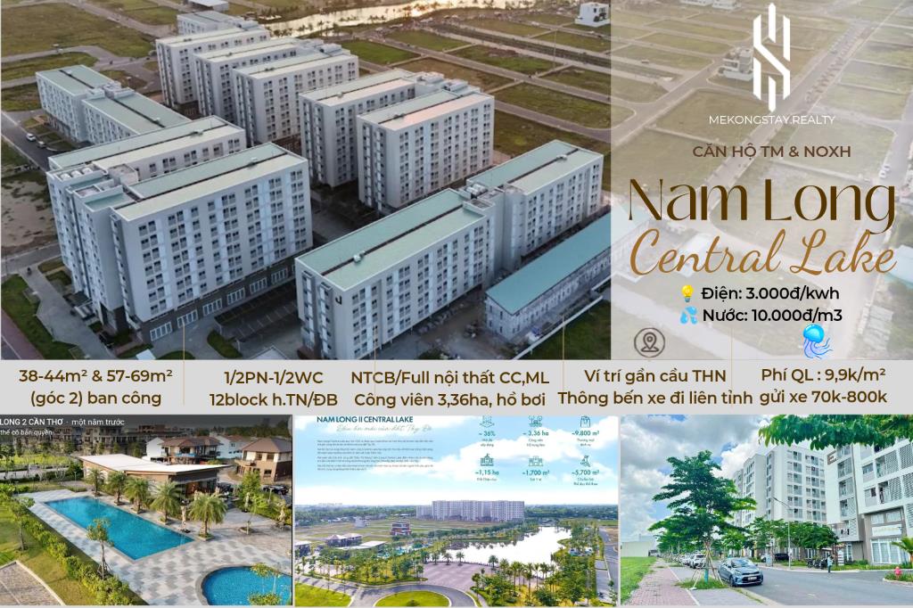 Cho thuê căn hộ Nam Long Central lake có hồ bơi 2PN 57m2