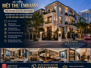 Bán biệt thự embassy garden  226m 4 tầng mặt đường nguyễn văn huyên  ngay ngã tư