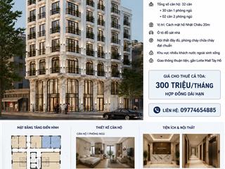 Cho thuê toà căn hộ 220m 8 tầng 32 phòng full đồ  phố nhật chiêu  tây hồ hn