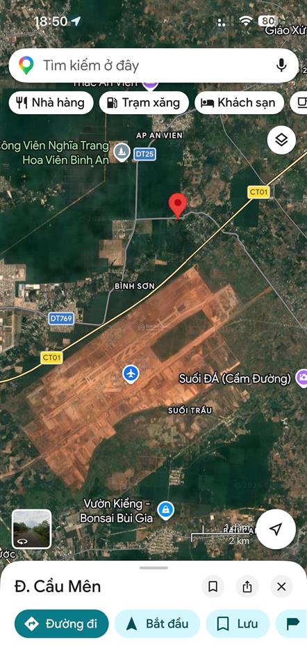 Bán lô đất 1,4 ha, mặt tiền đường cầu mên, xã bình sơn cũ, nay là xã long thành, đồng nai