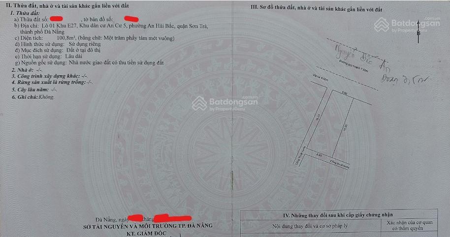 Chủ bán gấp đất biển lô 1  e27 (2 đường luồng hông và phía sau) nguyễn đức an, ph an hải, đà nẵng