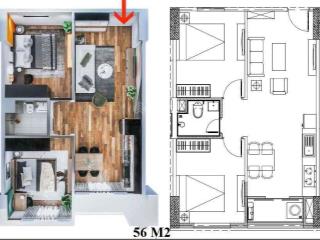 Chuyển nhượng căn 2 ngủ 57m2 full đồ đẹp chung cư long biên