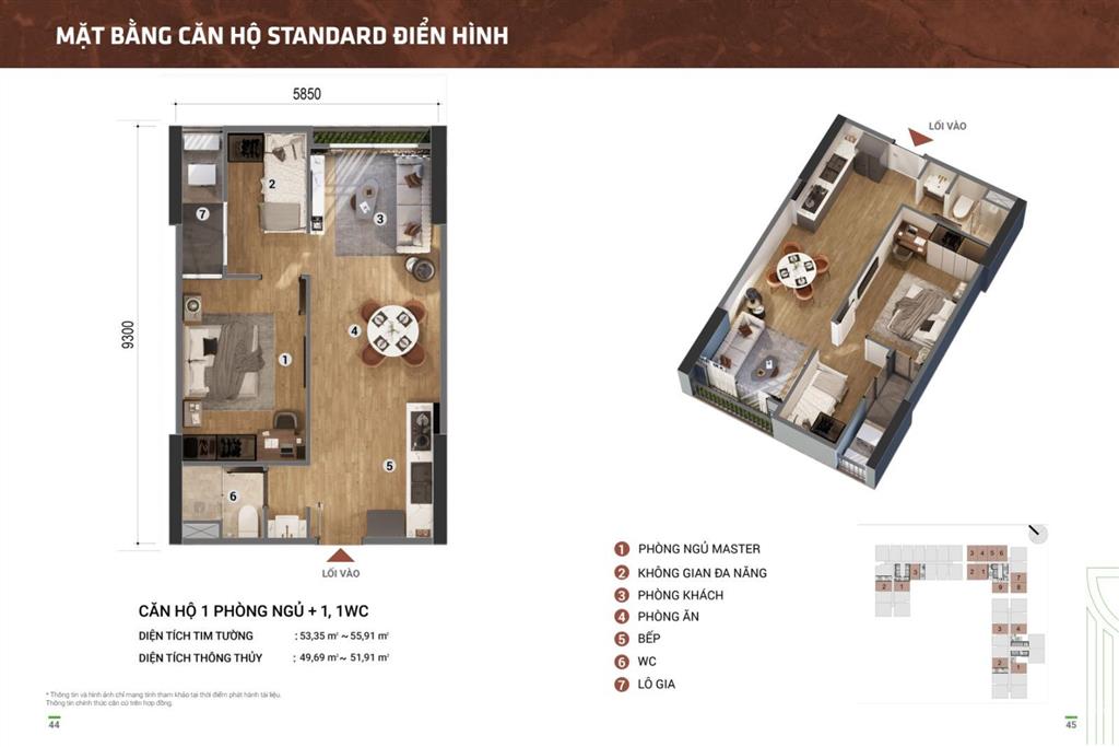 Bán căn 54m2, 1pn + , 1wc, ban công tầng cao thoáng mát tầng 1020 view nội khu giá 2,5 tỷ đã vat