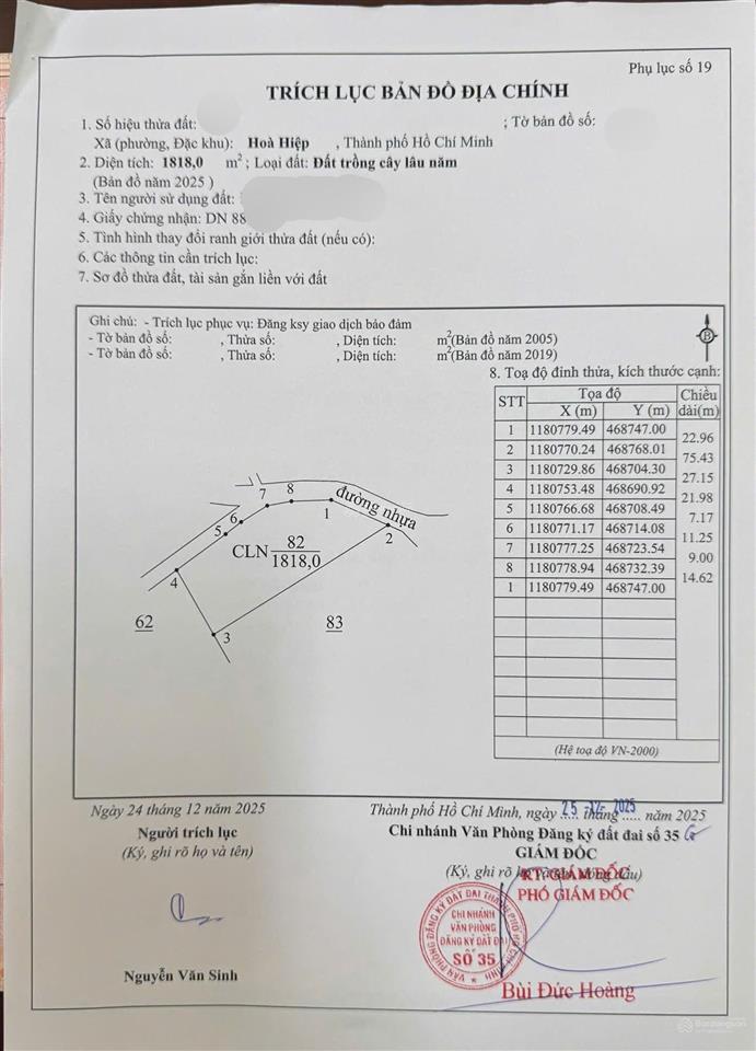 Chính chủ bán lô mt nhựa 86m. chỉ 40tr/m2, có 160m2 thổ cư. phủ hồng 100% 86x27m.  0973 610 ***