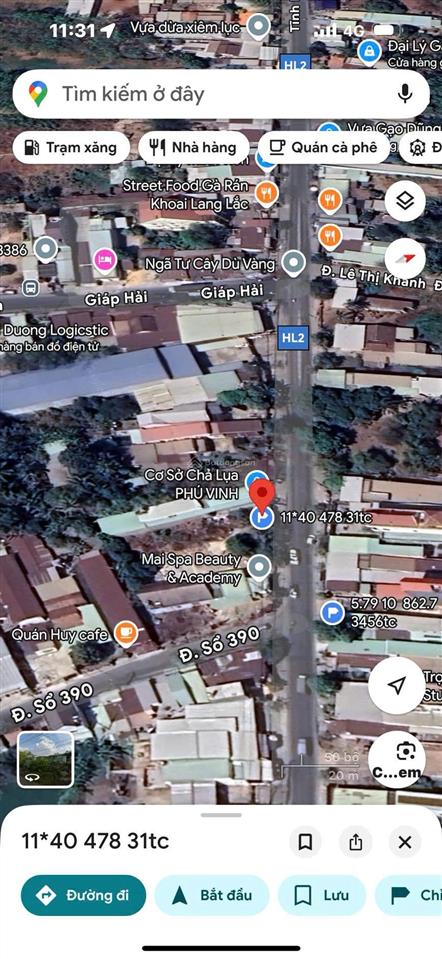 Mt tỉnh lộ 2, dt 11,89 * 46 = 487m2 có sẵn 120m2 thổ. ngay trung tâm. giá chỉ 6tỷ5.  0973 610 ***