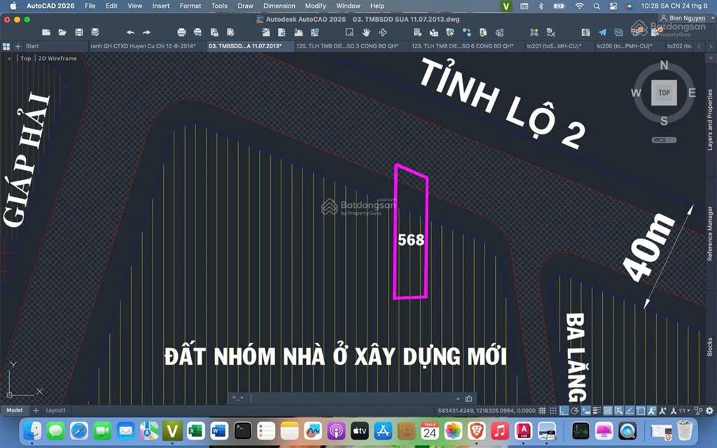 Mt tỉnh lộ 2, dt 11,89 * 46 = 487m2 có sẵn 120m2 thổ. ngay trung tâm. giá chỉ 6tỷ5.  0973 610 ***