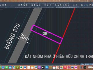 Đất mặt tiền đường 370 ngay bv củ chi dt 7,81*45 = 352m2 thổ cư 300m2. kín dân.  0973 610 ***