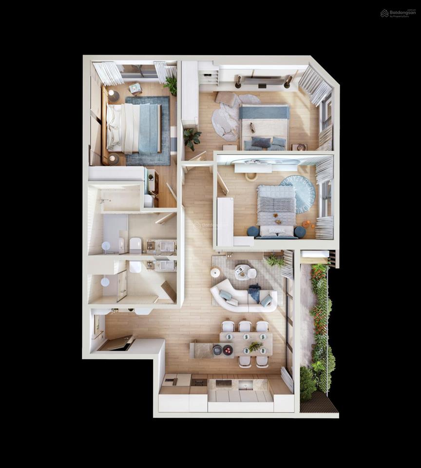 Bán căn hộ khoáng nóng ecoretreat với dt 100m2 3 phòng ngủ