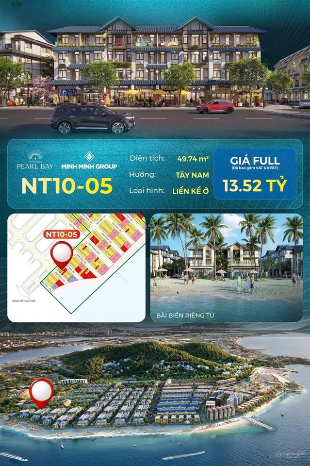 Liền kề ở (nt1005) vinhomes pearl bay nha trang + trực diện biển + sở hữu lâu dài + chỉ 13,52tỷ