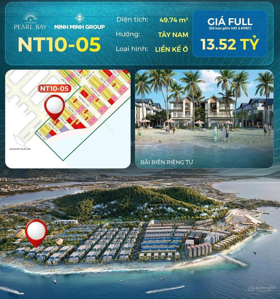Liền kề ở (nt1005) vinhomes pearl bay nha trang + trực diện biển + sở hữu lâu dài + chỉ 13,52tỷ