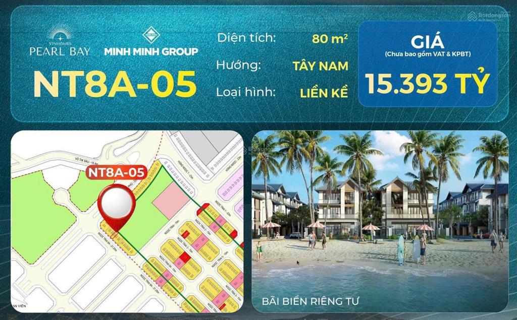 Nt8a05 liền kề 2 mặt tiền * vinhomes pearl bay nha trang * khu ngọc trai sở hữu lâu dài giá đợt 1