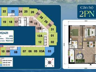 Căn hộ 2 phòng ngủ 77.4 m² tầng 24 (o12411) onsen 1  charmora city view pháo hoa tuyệt đỉnh