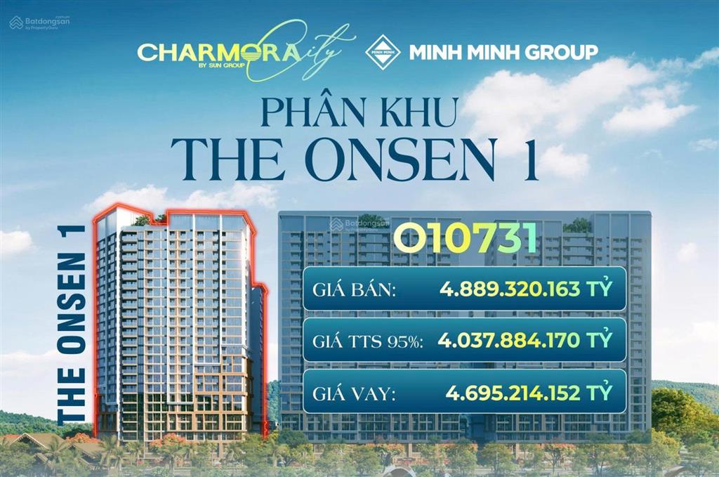 Căn góc (o10731) 1pn+ tầng 7 | diện tích 54.2 m onsen 1 charmora city | view ngoại khu siêu thoáng