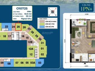 Sở hữu căn 1pn+ view sông ngắm pháo hoa o10725 (tầng 7)  62.6m2 the onsen 1  sun group charmora