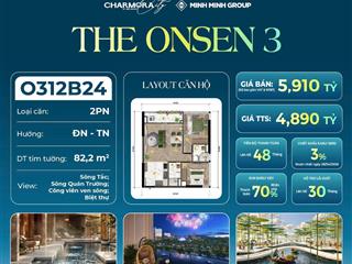 Căn góc 2pn (0312b24) the onsen 3  view kép 2 dòng sông  ưu đãi khủng chiết khấu thẳng 1 tỷ đồng!