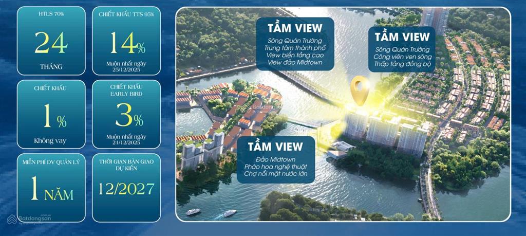 Căn 2pn the onsen 1  charmora city | giá đợt 1 chiết khấu đến 14%++ | view pháo hoa & sông
