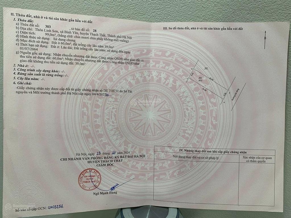 99m trục chính gần quốc lộ 21