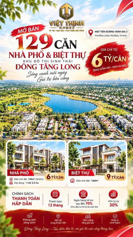 Chính thức mở bán nhà phố khu nhà ở số 8 hud  đông tăng long  5*20,5 m2