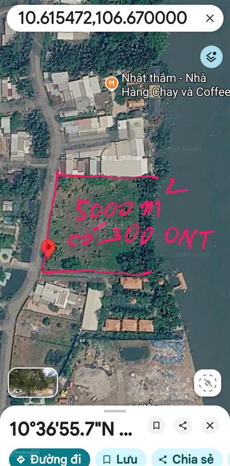 Đất view sông cần giuộc, dt 76x65m có 300m2 thổ cư phù hợp xây biệt thự hay đầu tư sinh lời  20 tỷ