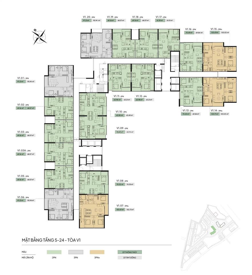 Bán căn hộ chung cư 2pn, 2wc tại the vista văn la, giá 5,87 tỷ, 61,5 m2